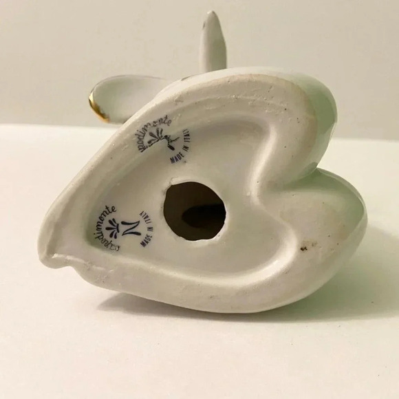 Vintage Capodimonte Double Swan Figurine White With Gold Trim Made In Italy Flaw - Picture 7 of 12